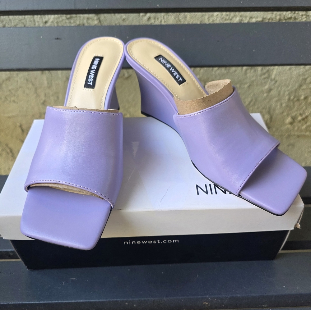 Nine West Rovah 3 Women's Wedge Slip On‎ Sz 6.4 Lavender